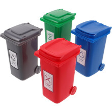 Lot de 4 mini poubelles de bureau avec couvercle – Organisateur de poubelle de bureau compact pour le bureau