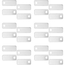 30 étiquettes vierges rectangulaires en acier inoxydable pour pendentifs