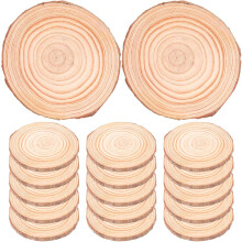 20 Stück Naturholzscheiben mit Rinde, 7-8 cm runde Holzkreise für Bastelarbeiten