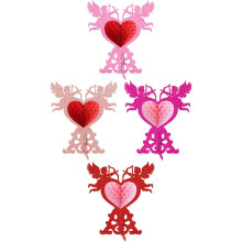 4-teiliges Set Glitzernde Amor-Wabenornamente, romantische Tischdekoration zum Valentinstag