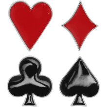 Broschen-Set aus Metall im Pokerkarten-Design, Anstecknadeln für Jacken, Hüte und Taschen, farbecht