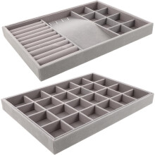 2 Samt-Schmuckteller für Ohrstecker und Halsketten, geeignet für Hochzeitsschmuck