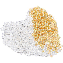 Perles à sertir en laiton de 2 mm et perles tubulaires courbes, accessoires pour la création de bijoux, or et argent 10 g, espaceur DIY