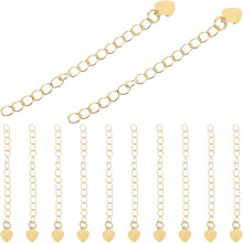 15Pcs Copper Bracelet Chain Extenders with Heart Pendant, Adjustable Necklace