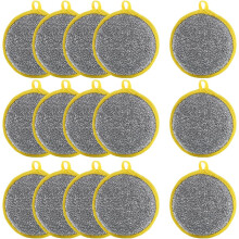 Lot de 15 éponges à vaisselle rondes double face, réutilisables et de forme circulaire