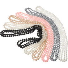 6 lange, elegante Strickkette mit Kunstperlen für Damen, mehrlagige Halskette für Hochzeit, Kostümparty