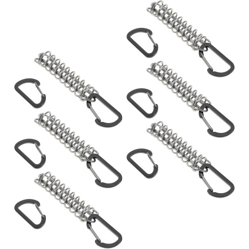 6Pcs Black D-Shaped Tent Wind Buckle with Stainless Steel Spring Lock