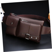Multifunktionale Herren-Leder-Bauchtasche, lässig, Crossbody-Brusttasche, Vintage-Gürteltasche für Outdoor-Reisen