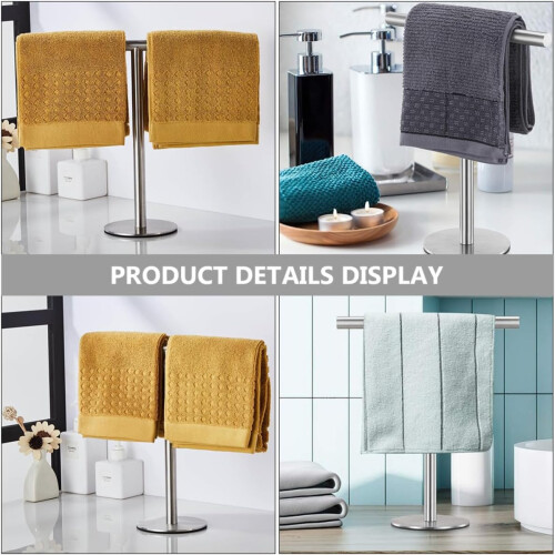 Håndkleholder til badet, benkeplate, vertikal design, rustfritt stål, flat bunn