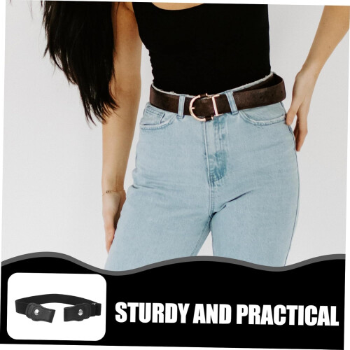 Justerbart midjebelte uten spenne, svart elastisk stretchbelte for gutter og jenter, unisex 1