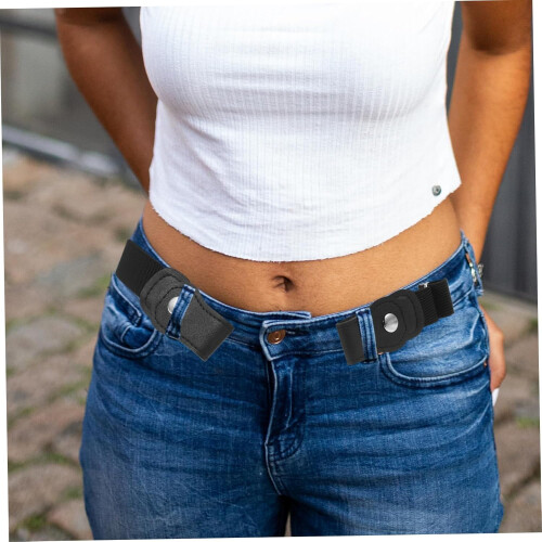 Justerbart midjebelte uten spenne, svart elastisk stretchbelte for gutter og jenter, unisex 2
