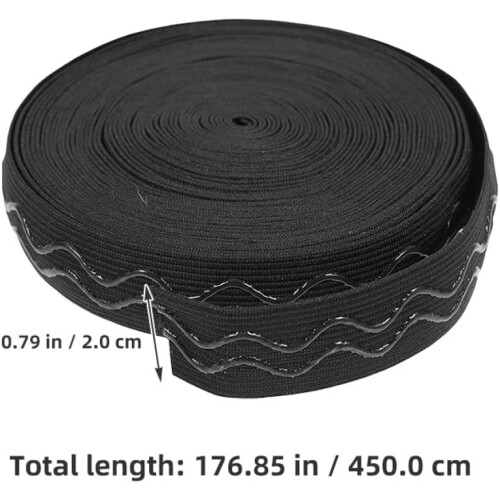 Zwarte antislip gebreide elastische band 20 mm x 5 meter, zeer elastische naaiband 1