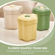 Dekorativer Tischmülleimer mit Deckel, aus robustem ABS-Material, blumenförmig, kleiner Abfalleimer