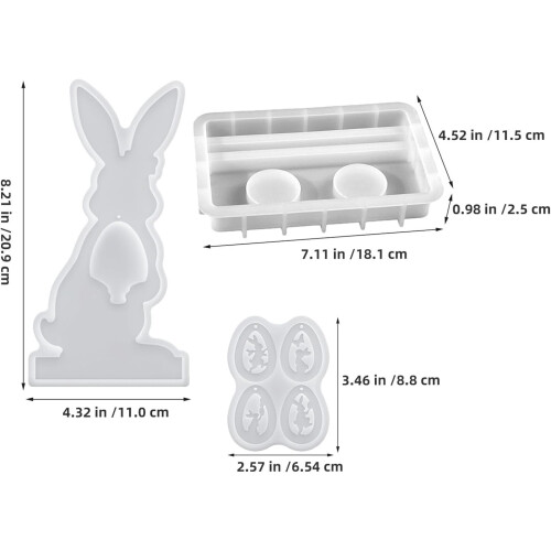 3pcs Easter Silicone Mold Set for Candle and Resin Crafts – Rabbit and Egg-Shaped DIY Epoxy Casting Molds 1