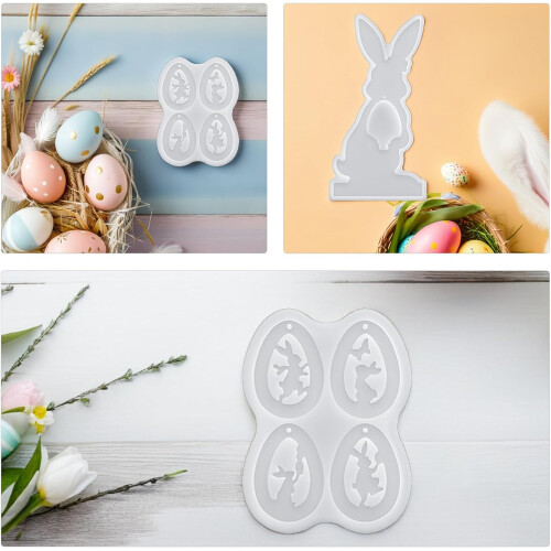 3pcs Easter Silicone Mold Set for Candle and Resin Crafts – Rabbit and Egg-Shaped DIY Epoxy Casting Molds 2