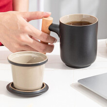 Keramik-Teetasse mit Wasserabscheidung und Holzgriff für Büro und Zuhause