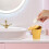 Cestino piccolo con coperchio per dormitorio e ufficio, in ferro, colore giallo. 6