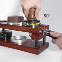 Estación de prensado de madera para espresso con caja para posos de café (51-58 mm)