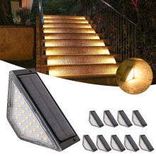 Waterdichte LED-trapverlichting op zonne-energie voor buiten, bruin, 10 stuks