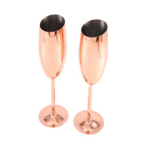 Flûtes à champagne en acier inoxydable, finition or rose, lot de 2