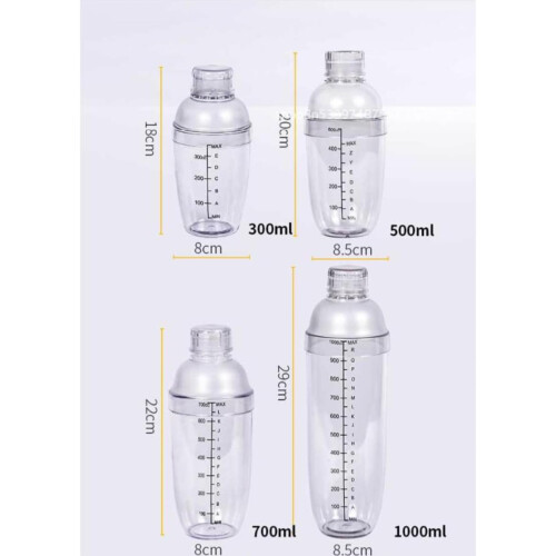 Λευκό αναδευτήρα κοκτέιλ 1000ml με σώμα και ζυγαριά από PC 1