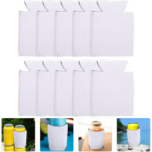 10pcs Insulated Can Sleeve Neoprene Beverage Sleeve Heat Insulation Reusable White Can Covers Portable Cooler