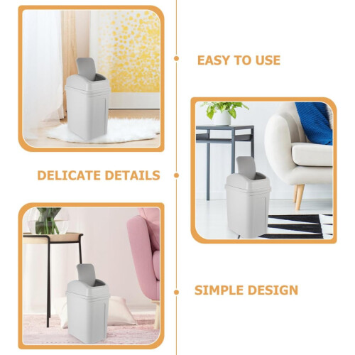 Multi-Function Garbage Bucket Trash Bucket Swing Lid 12l Sturdy Reusable Pp Material Modern Style 2