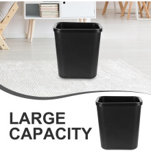Cubo de basura de 15 litros que ahorra espacio, de plástico negro con anillo ignífugo.
