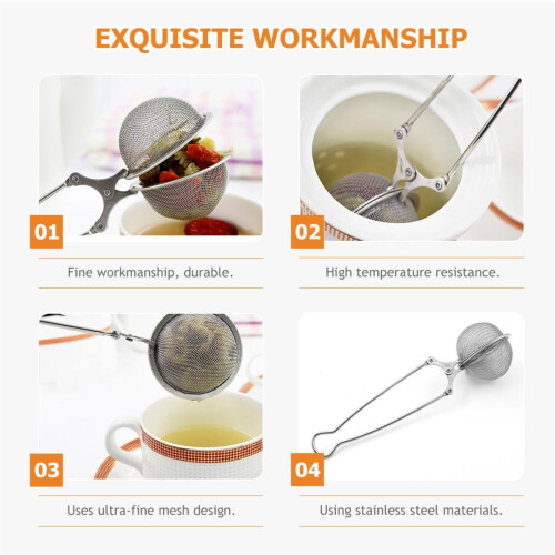 10 Stück Edelstahl-Tee-Eier mit Griff für losen Tee