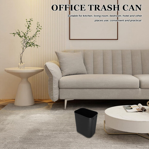 Larga capacidade lavável lixo lata plástico retangular preto elegante design simples