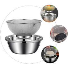 Colander de aço inoxidável com conjunto de tigela de mistura Acessório de cozinha para lavagem e drenagem de alimentos e frutas