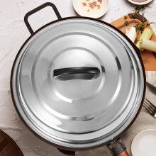 Platte bakplaat met deksel voor het smelten van kaas, roestvrijstalen pot, 32 cm, voor koken op het fornuis en barbecueën.