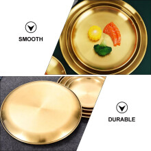 Assiette de service à pâtes en acier inoxydable doré, surface lisse, lavage à la main uniquement.