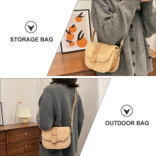 Damen Khaki Polyester Plüsch Umhängetasche mit Stauraum
