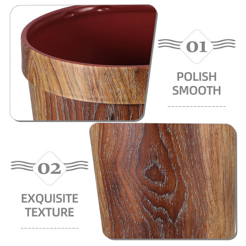 Retro Waste Bin Trash Container 10l Plastic Wood Grain Surface Convenient to Use 2