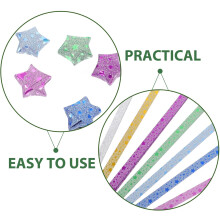 140 pezzi di strisce di carta origami a forma di stella con glitter in lamina a 7 colori per lavori creativi fai da te, stelle di carta pieghevoli