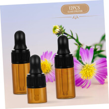 12 szt. Ciemnych mini szklanych butelek z kroplomierzem, butelek na olejki eteryczne, perfumy, chemię, przechowywanie