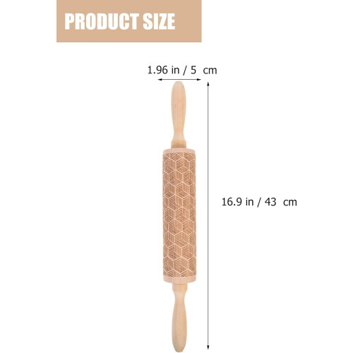 Grid Printing Rolling Stick Beech Wood Cookies Rolling Pin with Secure and Sturdy Handle Versatile Design 1