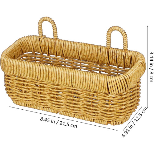 Woven Hanging Basket with Handle Plastic Rattan Basket Rustic Hanging Space-saving Design 1