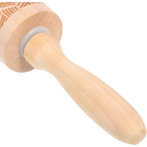 Grid Printing Rolling Stick Beech Wood Cookies Rolling Pin with Secure and Sturdy Handle Versatile Design 2