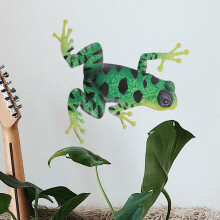 Wanddekor-Anhänger in Froschform aus Eisen, kunstvoll gefertigt und detailreich gestaltet, grüne Nachbildung eines Frosches