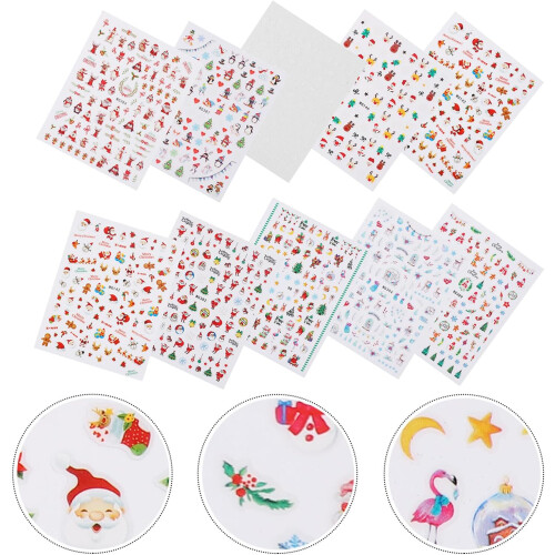 10 stuks nagelstickers in kerststijl 2