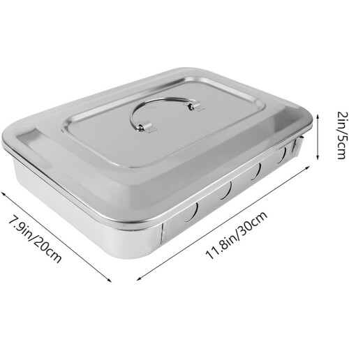 Bandeja de instrumento de aço inoxidável de 5 polegadas perfurada design, imersão e caixa de armazenamento 1