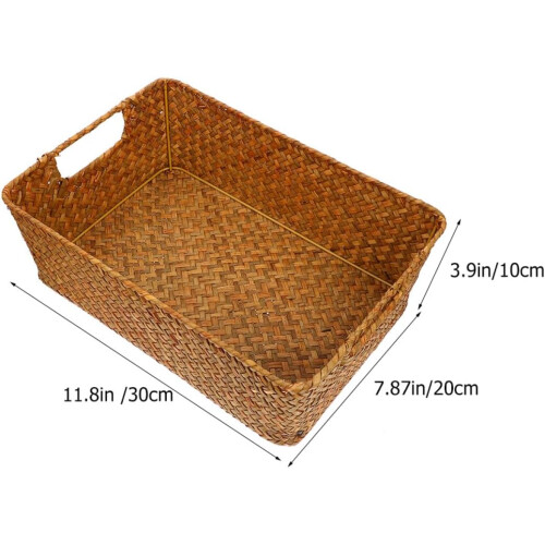 Cesta de pan de mimbre rectangular multifuncional y decorativa para el hogar. 1