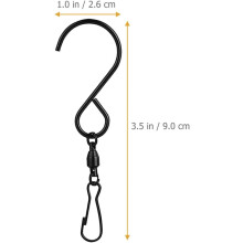10 Stück drehbare Hängehaken aus Edelstahl, 360 drehbar, mit kleinen Kugellagern, schwarze Drehclips