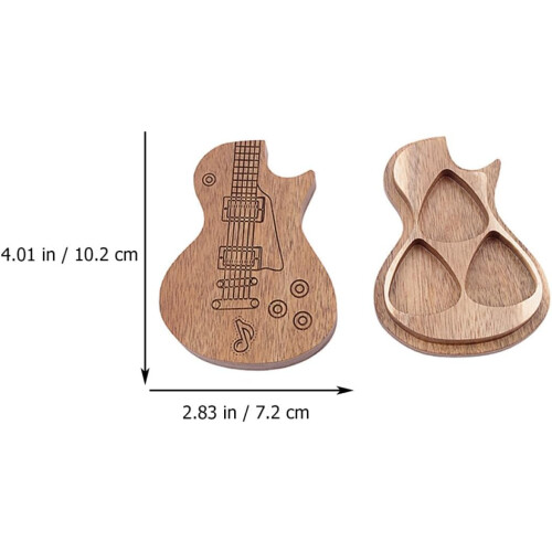 Wood Guitar Pick Box Storage Organizer with Smooth Surface Creative Design 1