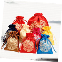Sacchetti con coulisse per gioielli, 10 pezzi, sacchetti in raso per matrimoni, feste, conservazione di caramelle, sacchetti rossi in stile cinese