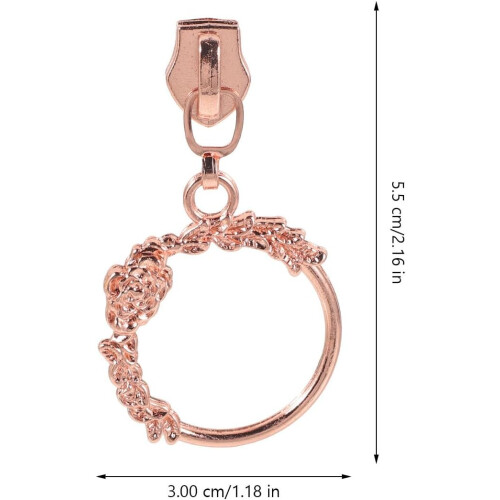 10pcs Rose Gold Metal Zipper Heads Replacement Set Multi-Purpose Zipper Pullers 1