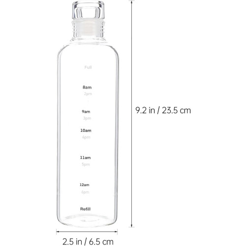 Glass Water Bottle with Time Scale Sealed Bottle Smooth Edges Design Creative Simple Style Practical 1