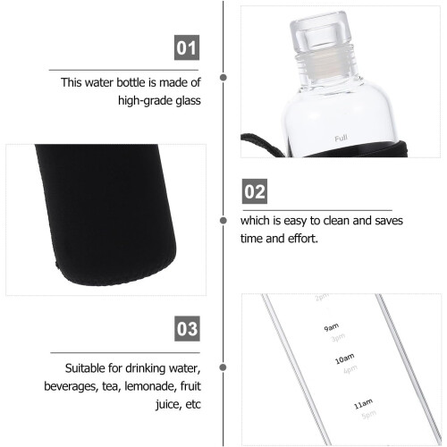 Glass Water Bottle with Time Scale Sealed Bottle Smooth Edges Design Creative Simple Style Practical 2